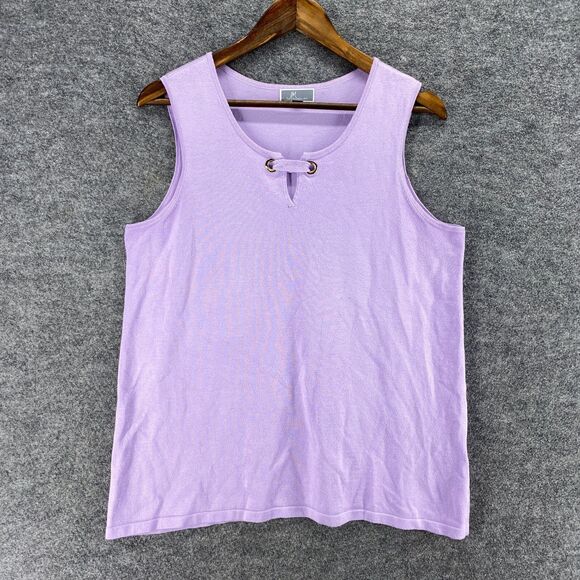 JM Collection Tank Women 0X Plus Purple Sleeveless Wide Strap Rayon Casual - Picture 1 of 7